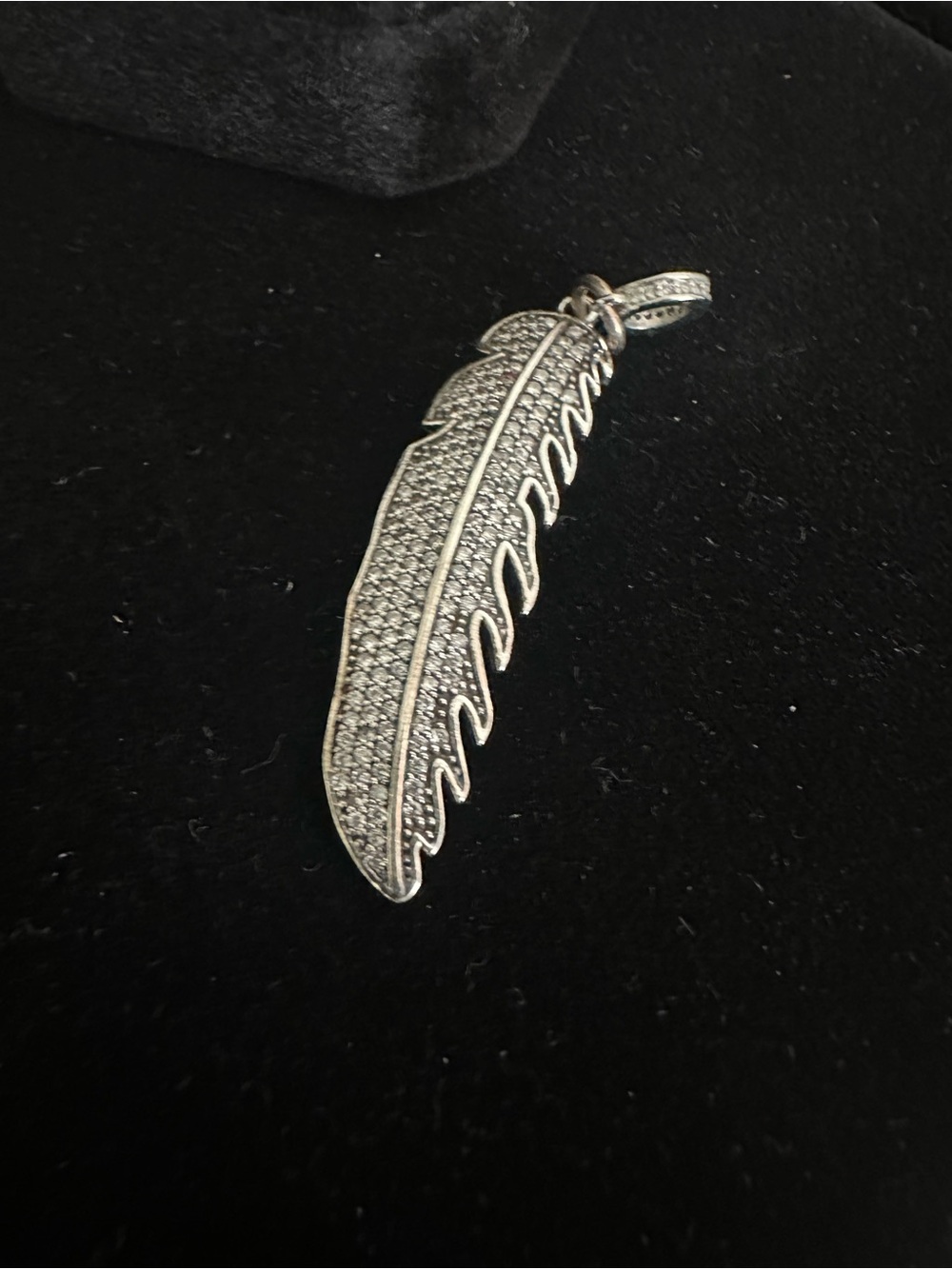 Pavé Silver Feather Pendant Necklace - Sterling-Inspired Sparkle